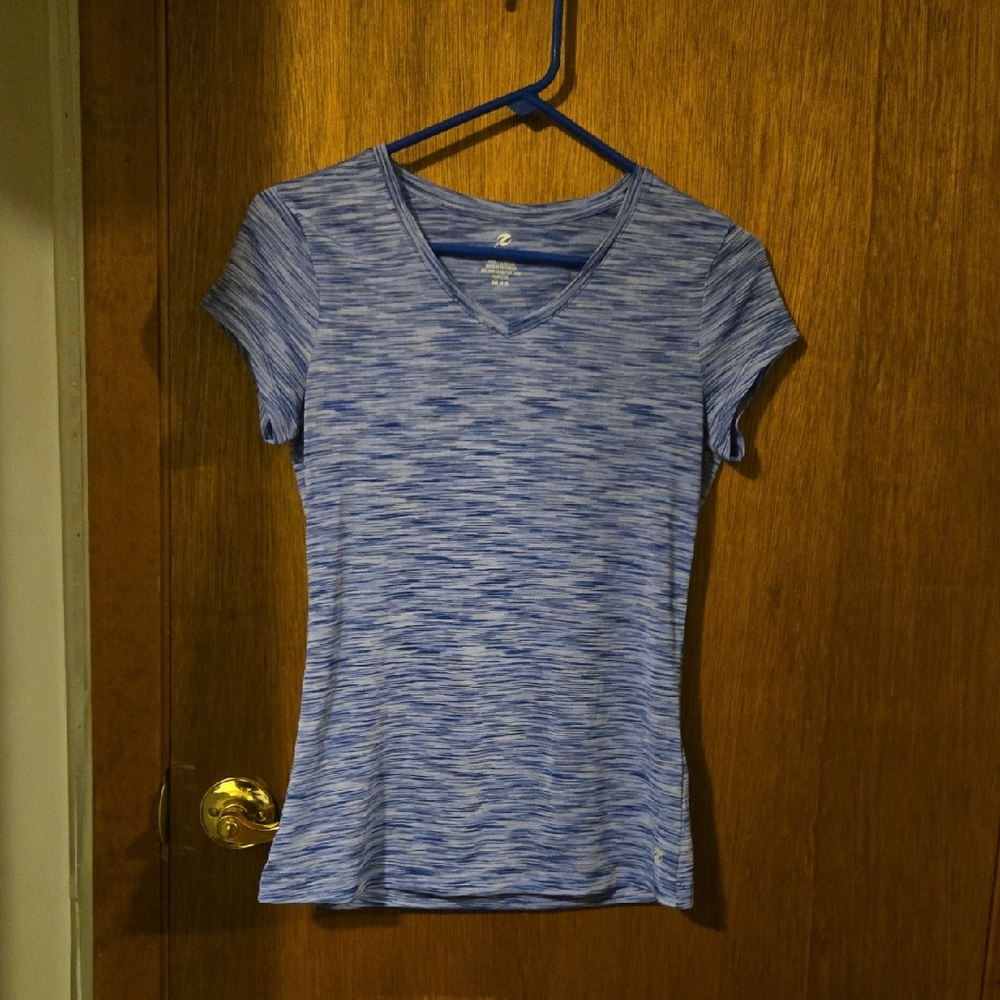 Energy Zone Blue and White Fitted Crew Neck Tee